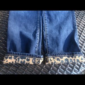 Chico’s denim leopard print cuffed jeans